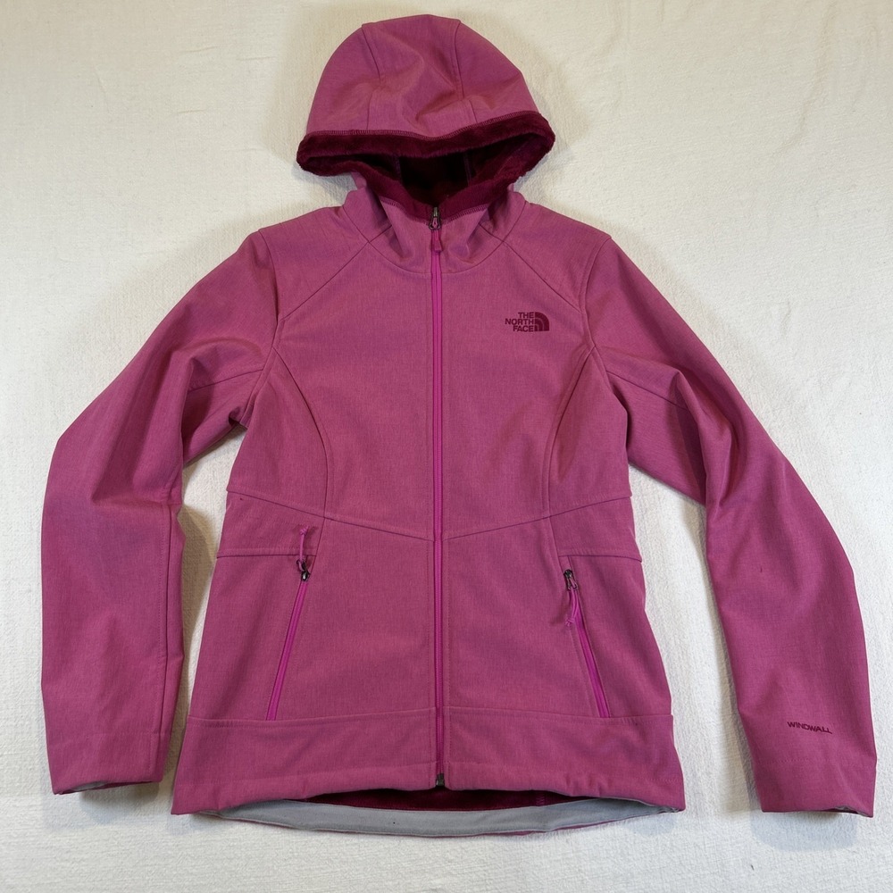 The North Face Women Jacket Windwall Hooded Full Zip Pink Purple Lined Small